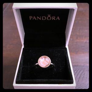 Pandora pink poetic droplet ring